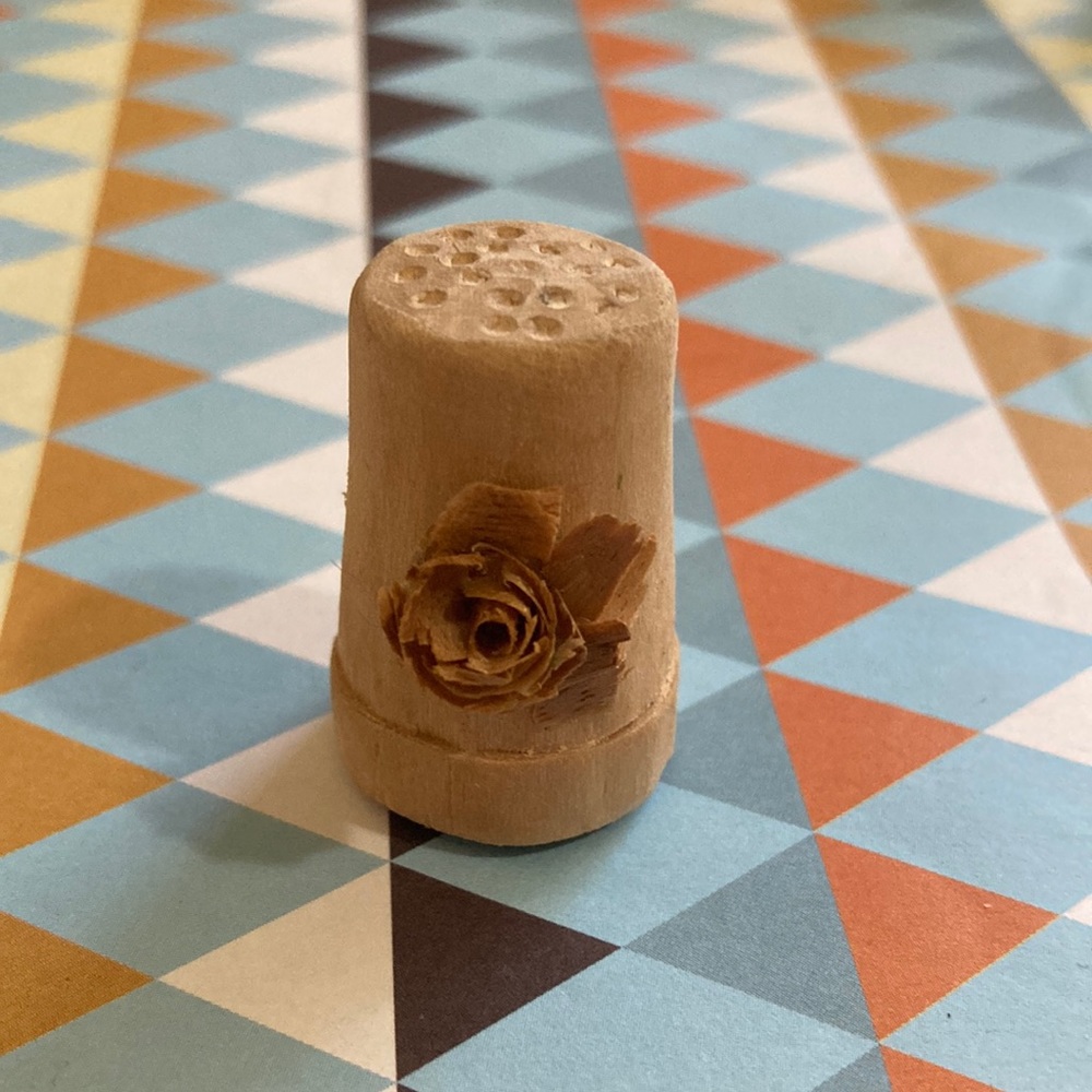 Vintage, handcrafted wooden thimble